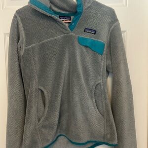 Patagonia Teal and Gray Fleece Jacket